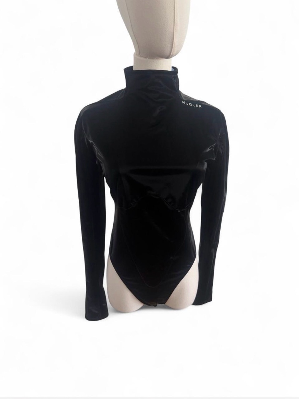 MUGLER Black Long-Sleeve Turtleneck Bodysuit